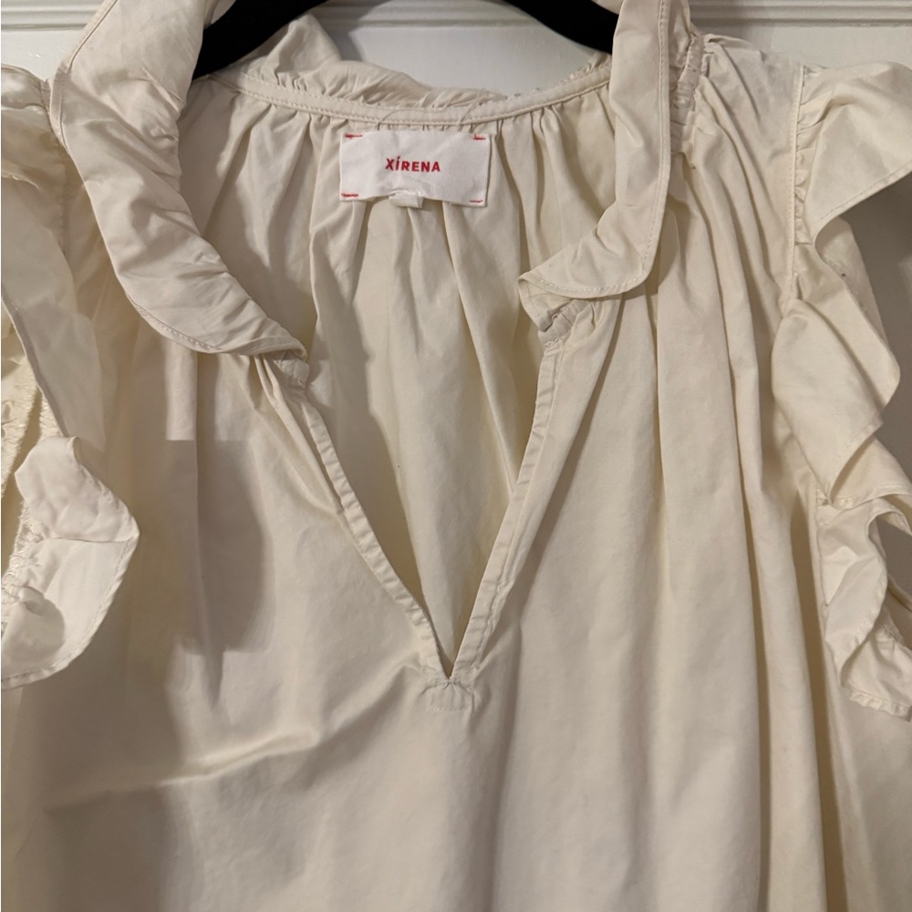 XiRENA Cream Ruffle Sleeveless Blouse - Picture 3 of 4